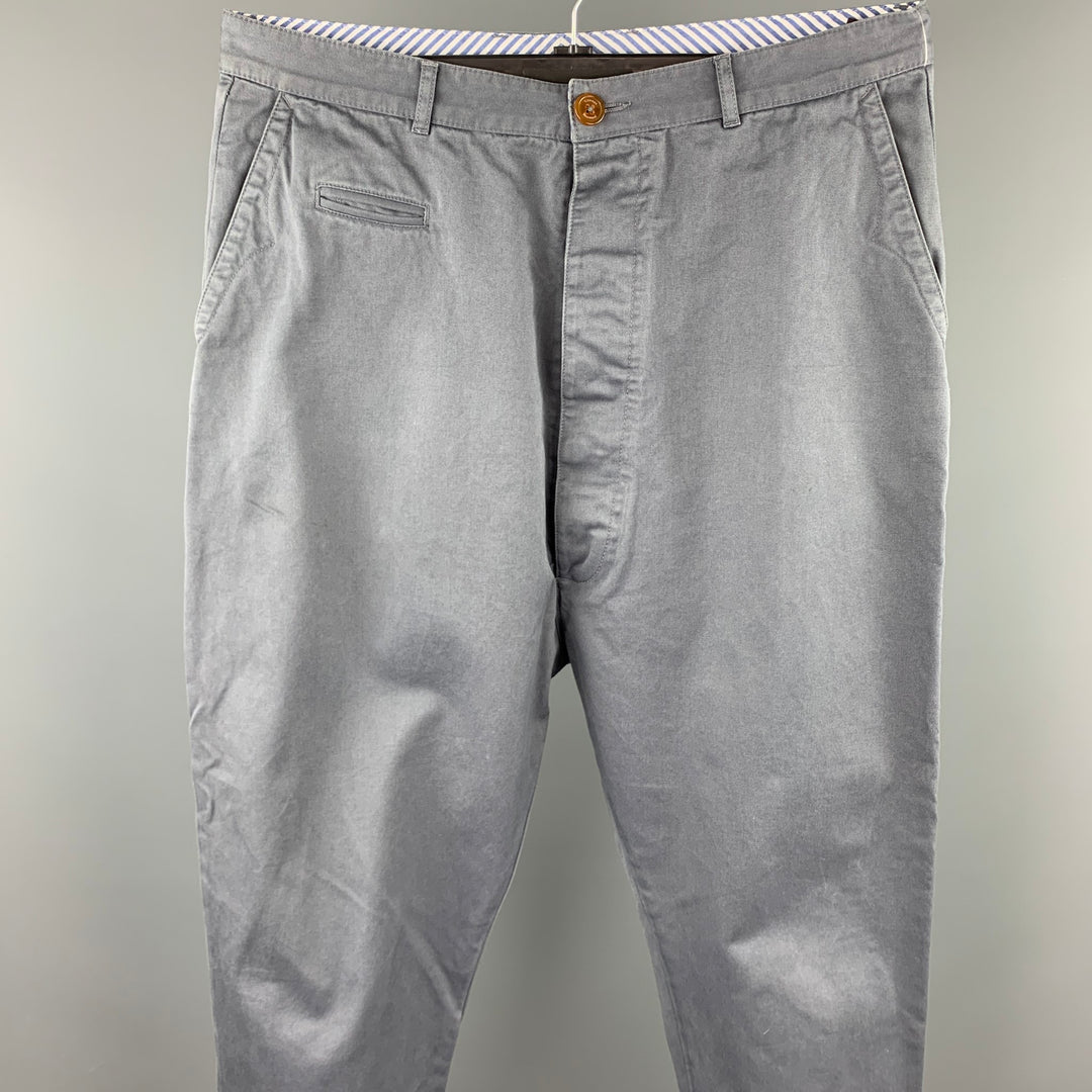 VIVIENNE WESTWOOD MAN Size 36 Grey Cotton Zip Fly Drop Crotch Dress Pants