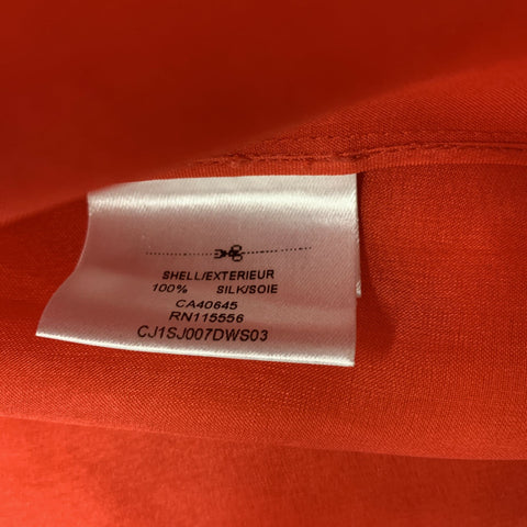 PORTS 1961 Chaqueta de solapa de muesca transparente de seda roja talla 8