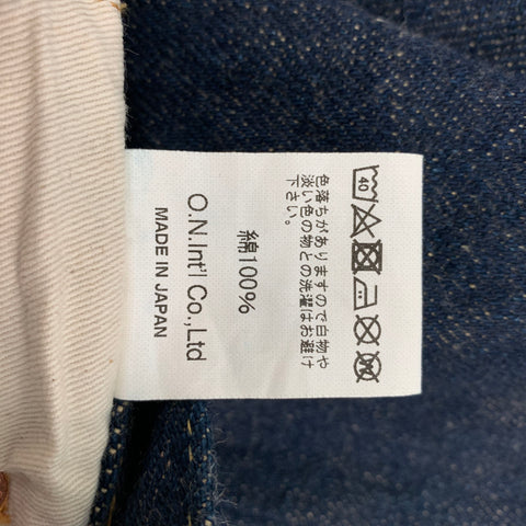 ONI DENIM Size 38 Indigo Contrast Stitch Selvedge Denim Button Fly Jeans