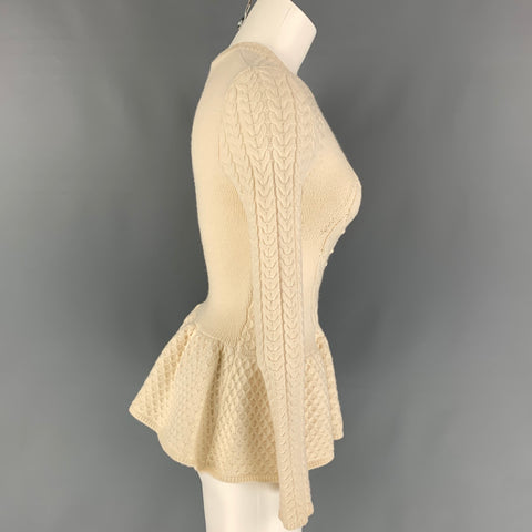 Vintage RONNY KOBO Size XS Cream Viscose Blend Textured Flared Sweater