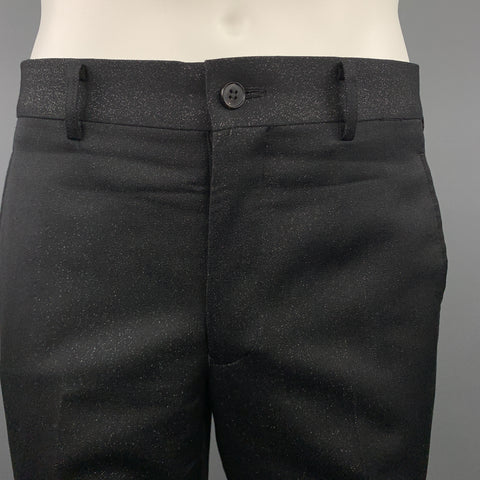 COMME des GARCONS HOMME PLUS Size M Black Sparkle Wool Blend Dress Pants