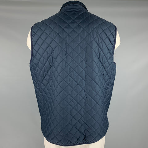 BROOKS BROTHERS Taille XL Gilet zippé en polyester matelassé bleu marine
