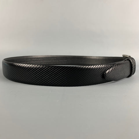 BILL LAVIN Soft Collection Size 34 Black Diagonal Stripe Leather Belt