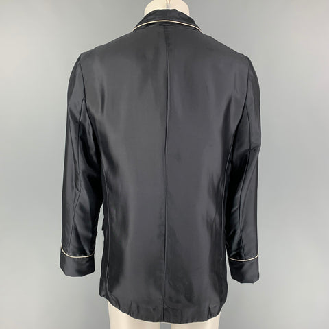 LA PERLA Size M Black Beige Silk Shawl Collar Sport Coat