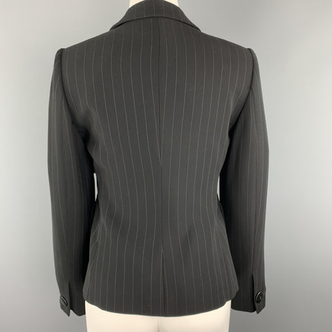 ARMANI COLLEZIONI Taille 4 Veste blazer courte à fines rayures noires