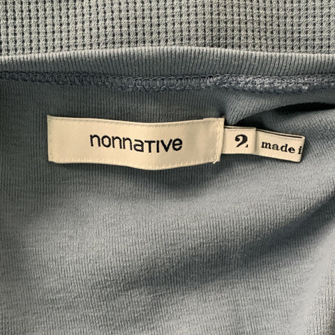 NONNATIVE Size M Light Blue Waffle Knit Polyester Henley Pullover