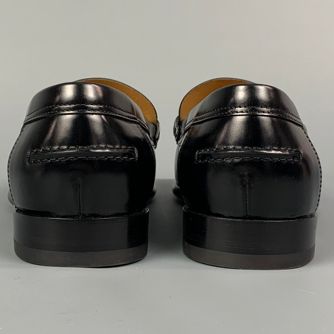 HERMES Size 9 Black Leather Slip On Kennedy Loafers