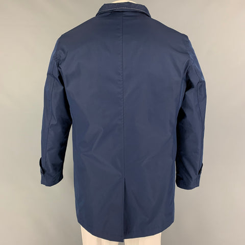 EREDI PISANO Size L Navy Cotton Buttoned Hooded Coat