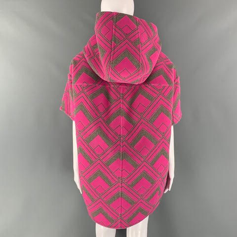 MARC JACOBS Taille XS Manteau à manches courtes graphique en laine taupe rose