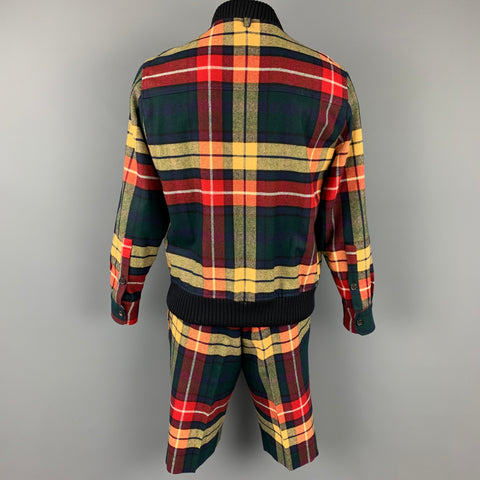 BLACK FLEECE Size 44 Multi-Color Plaid Wool Zip Up Jacket & Shorts Set