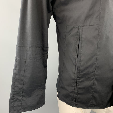 KARL LAGERFELD Size 42 Black Cotton Blend Shirt Jacket