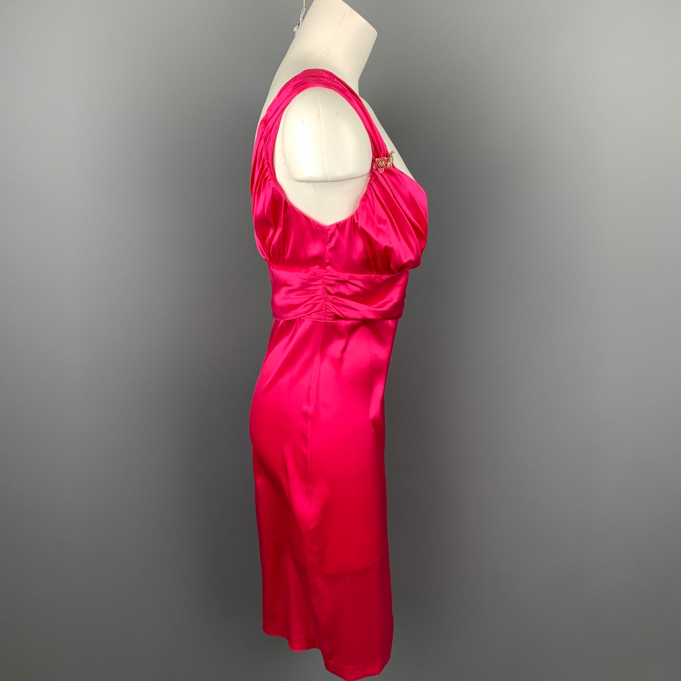 ROBERTO CAVALLI Size 8 Fuchsia Satin Silk Sheath Cocktail Dress