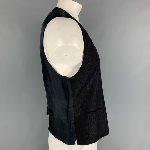 DOLCE & GABBANA Size 44 Black Jacquard Wool Buttoned Vest