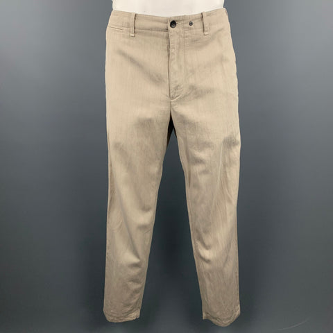 RAG & BONE Size L Oatmeal Stripe Cotton Notch Lapel Suit