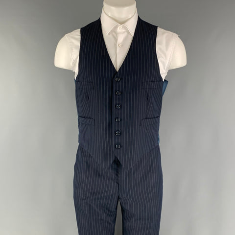 FABERGE Size 40 Navy Cream Pinstripe Single breasted 32 30 Suit