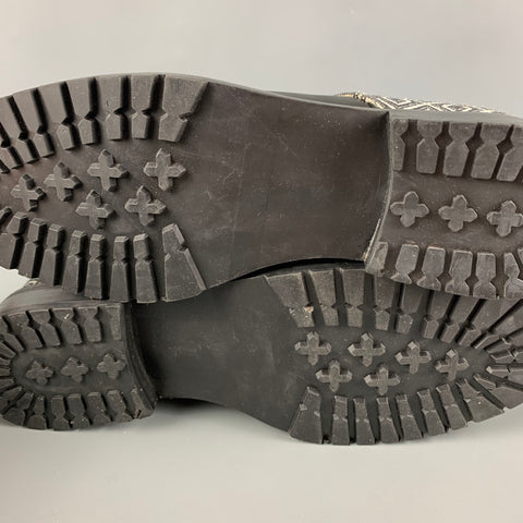 XICARU Taille 12 Bottes à lacets en tissu mélangé noir et blanc