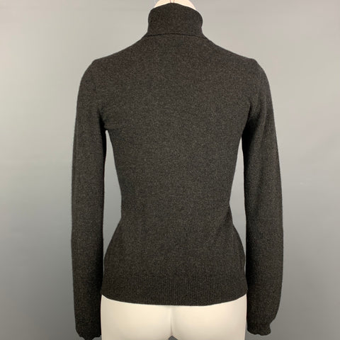 RALPH LAUREN Black Label Talla M Jersey de cuello alto de cachemir jaspeado color carbón