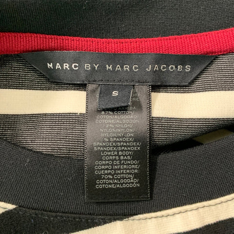 MARC by MARC JACOBS Size S Black & White Stripe Cotton Blend Crew-Neck Pullover