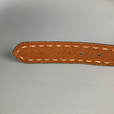 LEYVA Taille 36 Ceinture en cuir à coutures contrastées beige