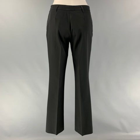 PRADA Size 4 Black Polyester &  Elastane Solid Straight Dress Pants
