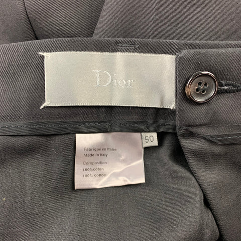 DIOR Size 34 Black Cotton Zip Fly Dress Pants