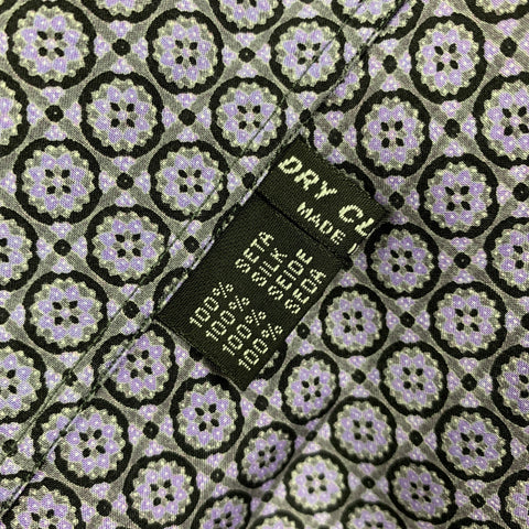 STEFANO RICCI Size 43 Purple Black Dots Silk Long Sleeve Shirt