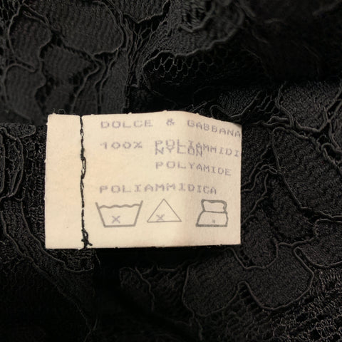 DOLCE & GABBANA Size L Black Lace Polyamide Button Up Long Sleeve Shirt