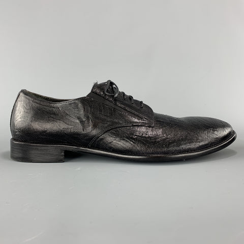 Jo GHOST Size 10 Black Tattoo Embossed Leather Lace Up