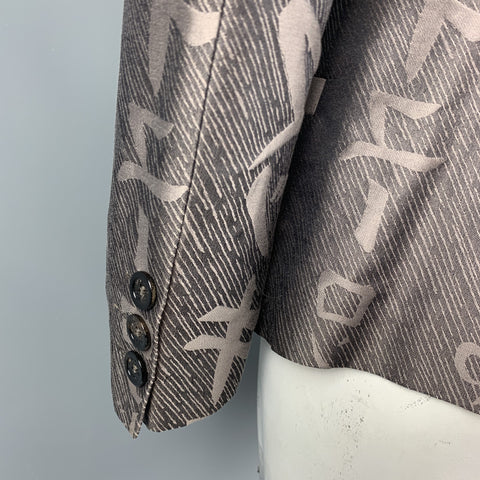 MCQ by ALEXANDER MCQUEEN Size 44 Taupe Print Cotton / Silk Sport Coat