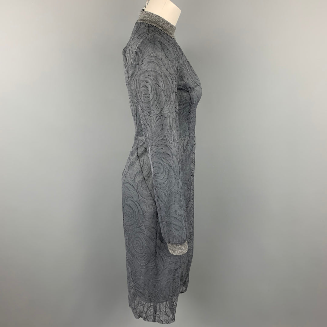CALVIN KLEIN COLLECTION Size 4 Grey Lace Modal Blend Sheath Dress