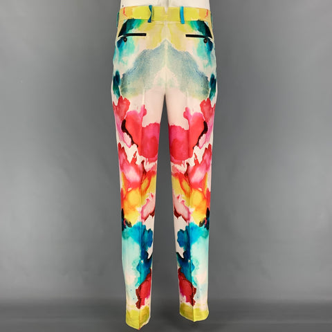 ALEXANDER MCQUEEN SS 20 Size 42 Multi-Color Print Wool Silk Notch Lapel Suit