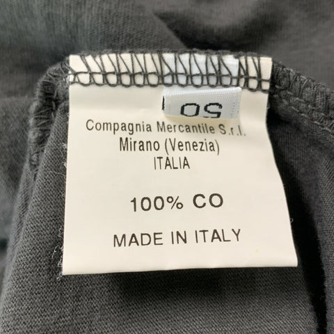 BARENA Size M Dark Gray Solid Cotton Long Sleeve T-shirt