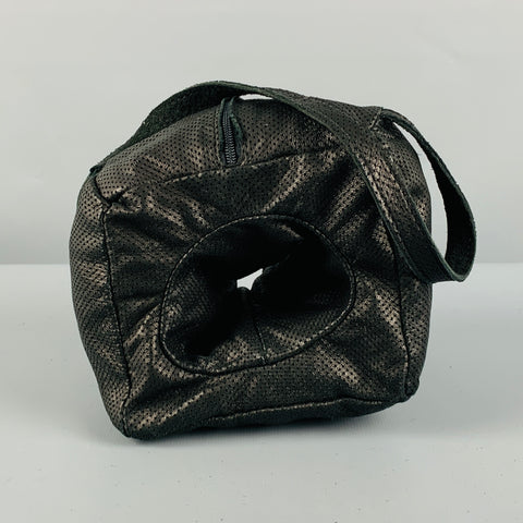 LIDIJA KOLOVRAT Black Perforated Leather Wristlet Bag