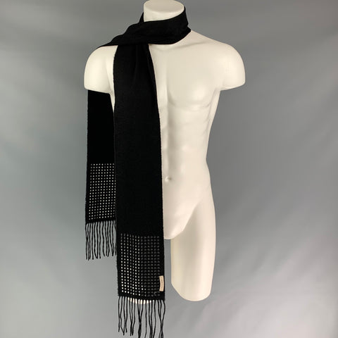 BURBERRY Black Studded Fringe Scarf