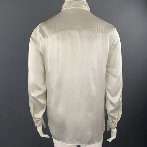 STELLA McCARTNEY Size 12 Cream Silk Satin Collar Blouse
