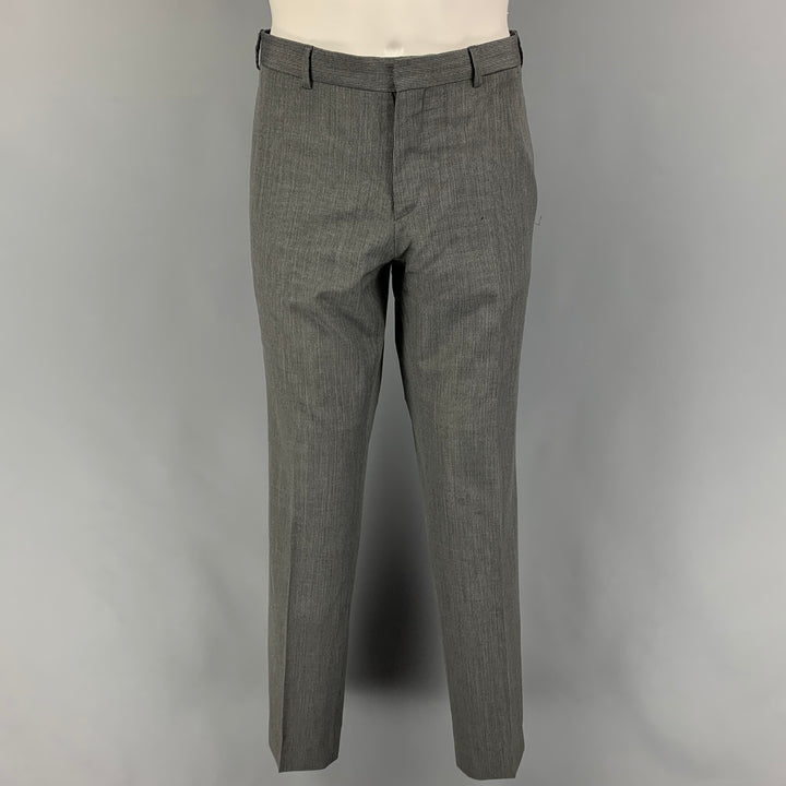 PRADA Size 40 Grey Silver Pinstripe Virgin Wool Silk Suit