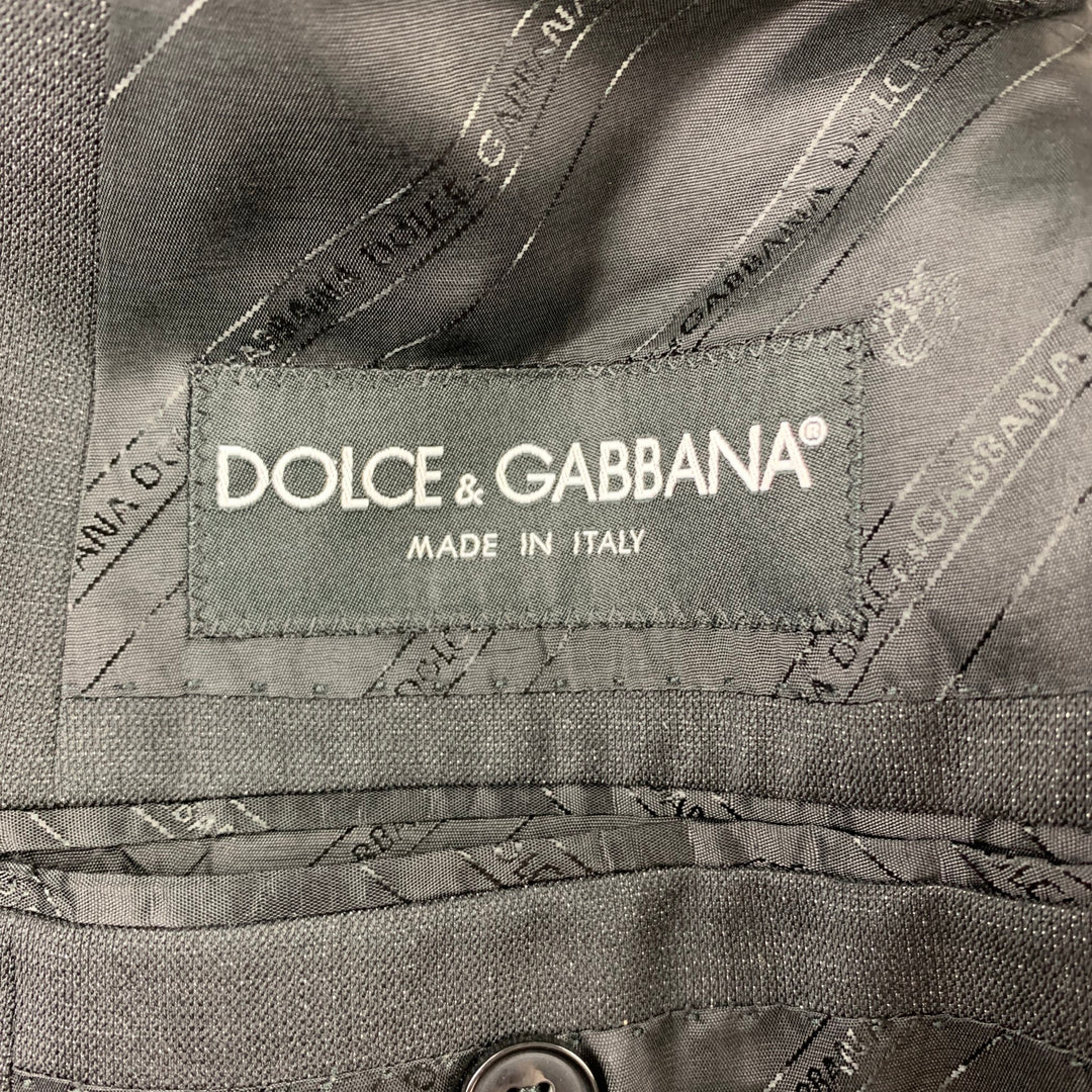 DOLCE &amp; GABBANA Abrigo deportivo con solapa de pico de lana / seda negra talla 38 de lujo