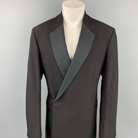 PAUL SMITH Size M Black Wool / Polyamide Double Breasted Tuxedo Coat