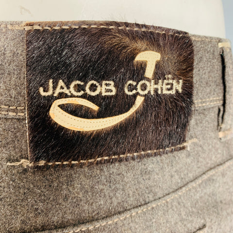 JACOB COHEN Size 36 Brown Heather Contrast Stitch Wool Flannel Casual Pants