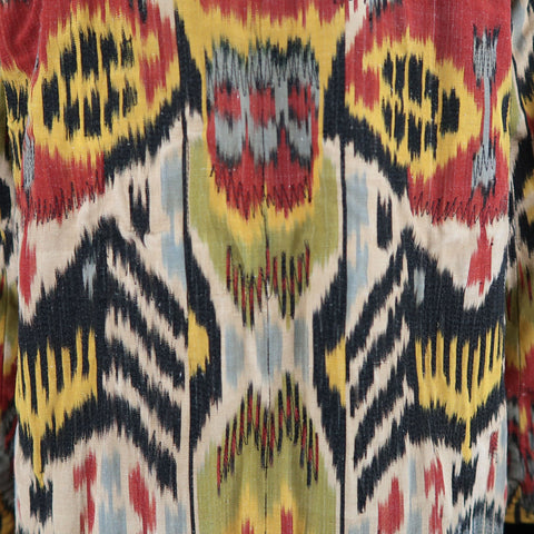 OSCAR DE LA RENTA Size L Ikat Silk & Embroidered Mink Reversible Opera Coat