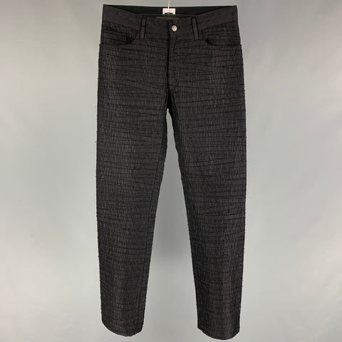 TSUTSU Size 32 Black Stitched Cotton Polyamide Straight Dress Pants