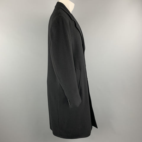 METROPOLITANVIEW Size 40 Black Cashmere top Stitch Notch Lapel Coat