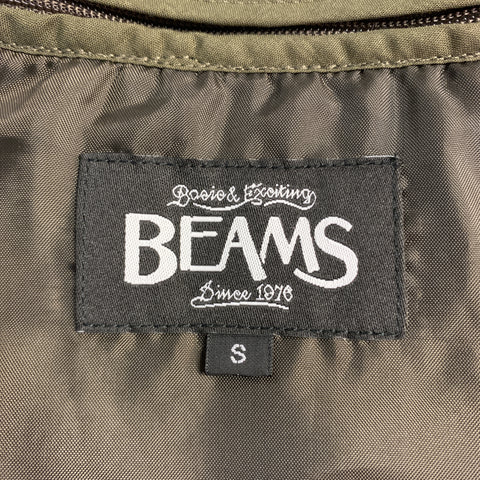 BEAMS Chest Size S Olive Polyester Buttoned Belted Long Coat
