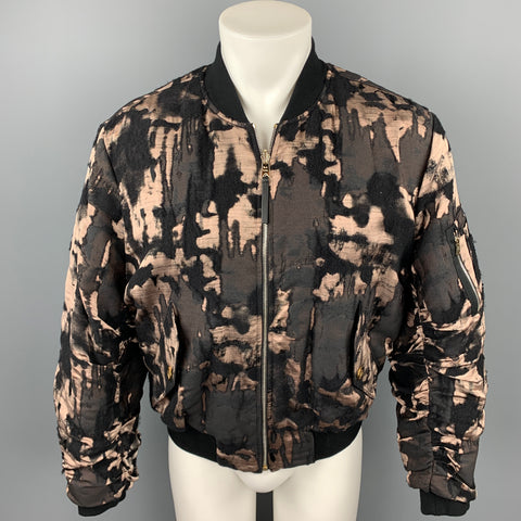 PAUL SMITH Size M Size M Black & Taupe Jacquard Wool Blend Zip Up Reversible Jacket