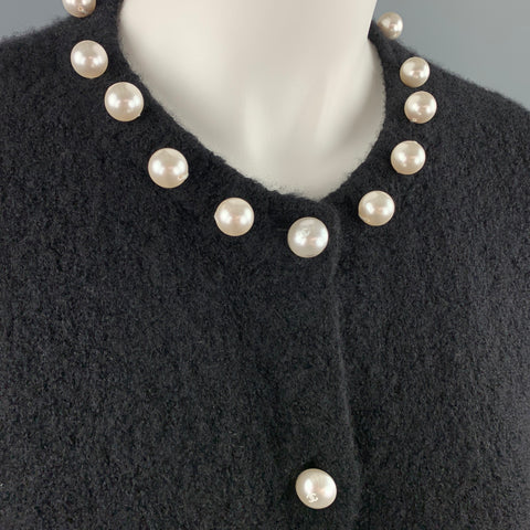 CHANEL Size 6 Black Knitted Textured Cashmere Blend Cardigan