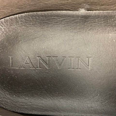 LANVIN Size 11 Black Solid Leather Slip On Loafers