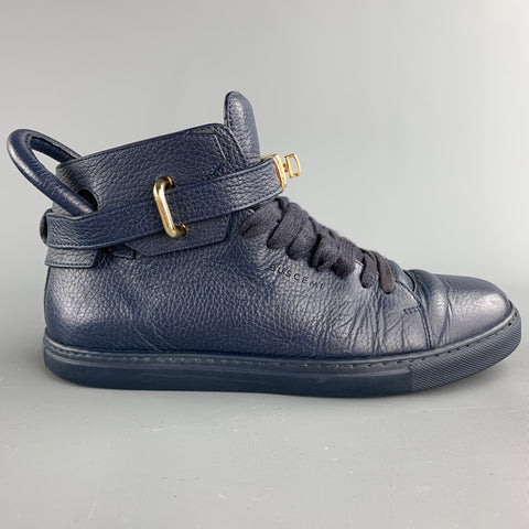 BUSCEMI Size 8 Navy Leather High Top Lace Up Sneakers