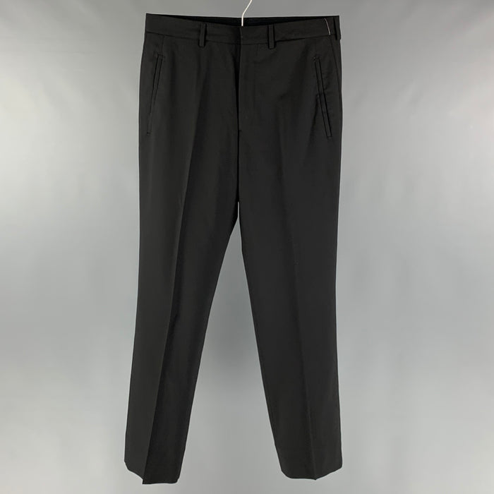 PRADA Size 30 Black Solid Wool Zip Fly Dress Pants
