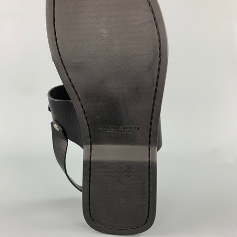 RALPH LAUREN Size 9 Black Leather & Rope Gladiator Sandals