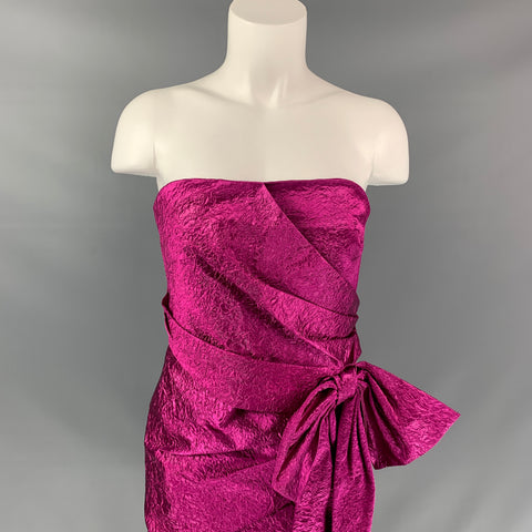 RONNY KOBO Size M Fuchsia Polyamide Bend Wrinkled Strapless Carolayna Dress